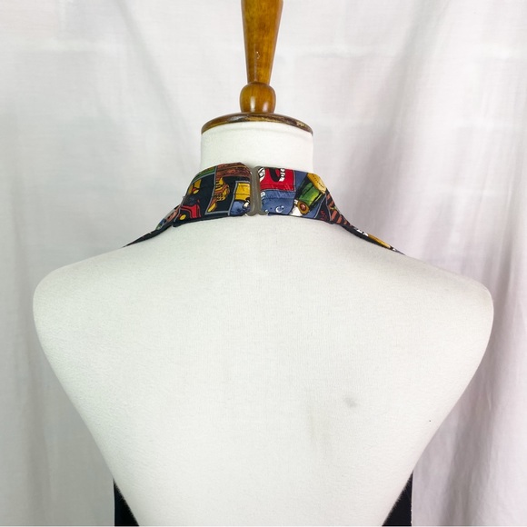 Vintage 90’s Novelty Graphic Print Deep U Front Tuxedo Vest XL - Picture 5 of 6